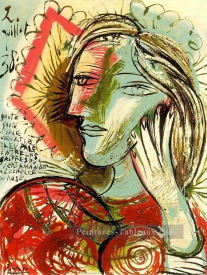Tete jeune fille au poème 1938 cubiste Pablo Picasso Peintures à l'huile